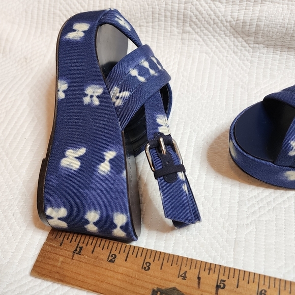NWOB J. Crew batik fabric wedge slingback platform sandals. - Picture 16 of 17